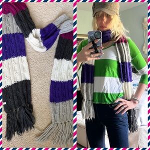 Vintage 2000s y2k Striped Knit Scarf